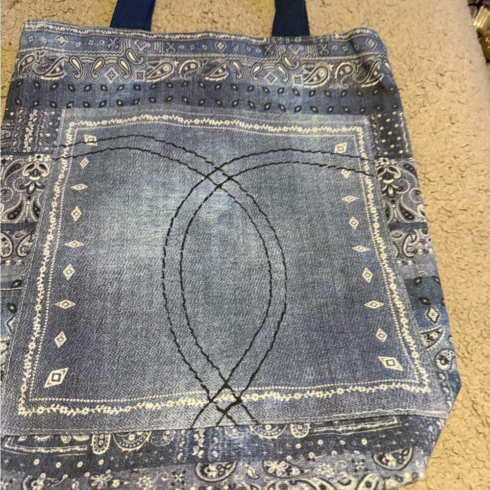 Johnny Was Denim Blue Paisley Tote - Picture 2 of 3